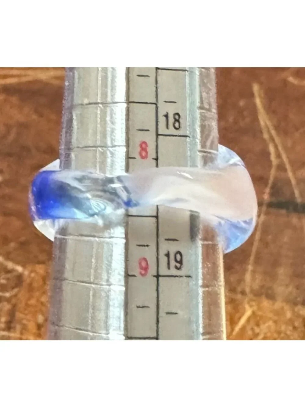 OOAK Handmade Art Glass Statement Ring SZ 8.5 With Swirled Blue & Copper Accent